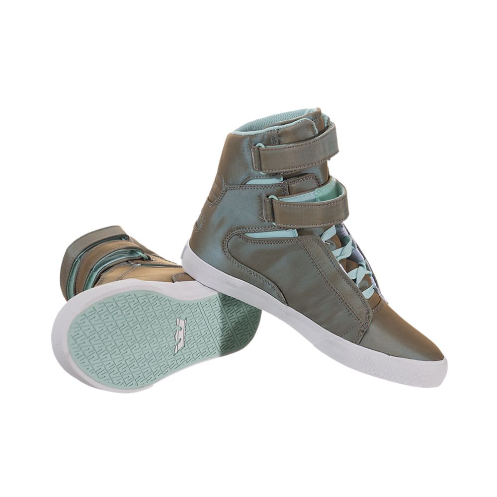 Baskets Montantes Supra Society Marron Bleu Blue Tint/White Femme | BDG-20653470